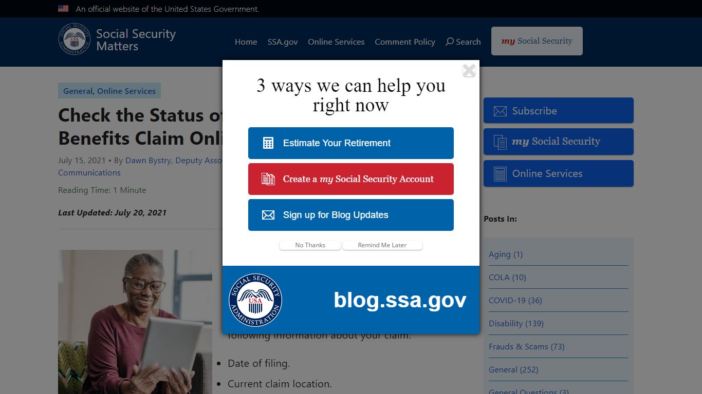 Check the Status of Your Social Security Benefits Claim Online